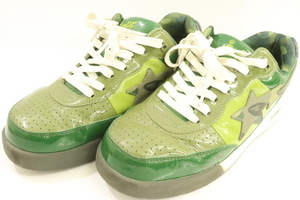 【中古】 A BATHING APE メンズスニーカー 10 ROADSTA 1 A BATHING APE 10 緑 グリーン カーキ 迷彩 カモフラージュ ロゴ