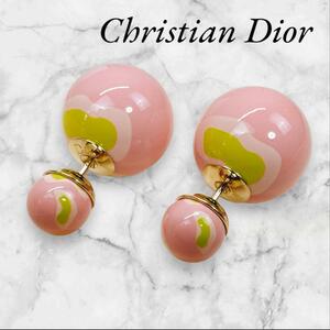 クリスチャンディオール Christian Dior ピアス トライバル マーブル ピンク 希少 レア