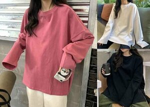 全3色 長袖Ｔシャツ 切り替え 体型カバー 着痩せ 【大きいサイズあり】 M ブラック