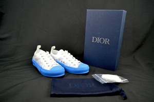 新品 定価約12万 DIOR B23 Low Top Sneaker WHITE BLUE ディオール B23 ロートップ スニーカー オブリーク キャンバス　ホワイト ブルー 41