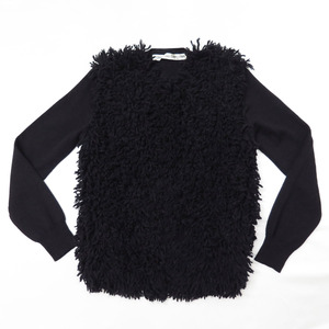 2002 COMME des GARCONS HYBRID WOOL KNIT FRINGE CARDIGAN コムデギャルソン ドッキング ウール ニット フリンジ ニット カーディガン