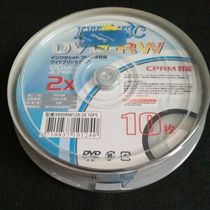 【未開封】HIDISC ビデオ録画用 2倍速対応 DVD-RW CPRM対応 ワイドエリアプリンタブル スピンドルケース 10枚パック HDDRW120 2X