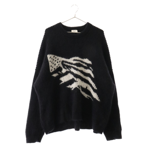 CELINE セリーヌ BOXY FLAG SWEATER IN MOHAIR KNIT モヘア混 フラッグ ボクシー クルーネック ニットセーター ブラック