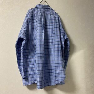 【一点物!】(No.1215)【Cランク】ラルフローレン長袖シャツ(JP：XXLサイズ程度)水色・紺
