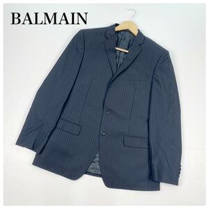 BALMAINバルマン×REDA ストライプ シャケット スーツ ブラック 54 L-XL相当 メンズ イタリアブランド 大きいサイズ LL シングルボタン