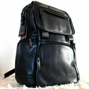 【新品同様】トゥミ TUMI バックパック リュック ALPHA 3 ビジネス 本革牛革オールレザー 黒ブラック メンズバッグ鞄 大容量 レディース