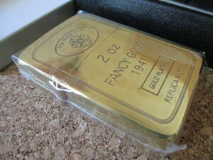 ZIPPO 『2 OZ FANCY GOLD PLATING 1941 REPLICA MODEL』2013年6月製造 黄金 金塊 インゴット オイルライター ジッポー 廃版激レア 未使用品