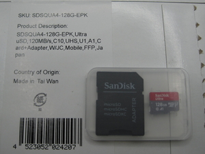 ☆★JUNK PC PARTS★☆ SanDisk microSDXCカード Ultra【 SDSQUA4-128G-EPK 】128GB UHS-I C10 U1 A1 高速高性能タイプ 中古/即決有☆彡