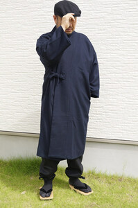 【ひめか】 作務衣 ウールコート 日本製 5080 濃紺Ｍ