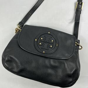 1円〜【美品】 トリーバーチ TORY BURCH ショルダーバッグ 斜め掛け◎ ブラック 黒 レザー クロスボディバッグ メンズ レディース 鞄