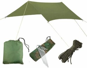 レクタタープ テント タープ TARP 正方形 防水 サンシェルター シェード 広い 緑 グリーン 3.0×3.0ｍ アウトドア キャンプ tec-tarpset