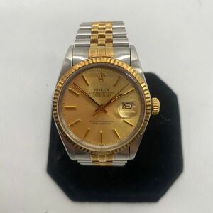 exH0001 ROLEX DATE JUST ロレックス デイトジャスト ref.16013 7桁シリアル 829.... シャンパン文字盤 コンビベルト 稼働ok 現状品