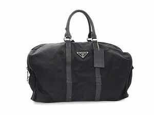 1円 PRADA プラダ テスートナイロン×レザー ボストンバッグ ハンドバッグ メンズ ブラック系 BG7863