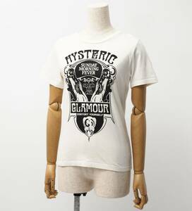 GO5832▽ヒステリックグラマー/HYSTERIC GLAMOUR*SUNDAY MORNING FEVER プリント*コットン 半袖カットソー*Tシャツ*ホワイト系*FREE