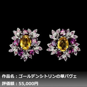 【1円新品】イケゾエガレ｜6.00ct 天然シトリン&ガーネット K14WG仕上ピアス｜作家モノ｜本物保証｜NGL鑑別対応