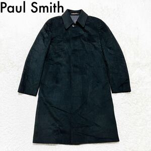 上質 最高級 ポールスミス Paul Smith カシミヤ100% ロングコート ブラック 黒 L メンズ ビジネス O122227-75