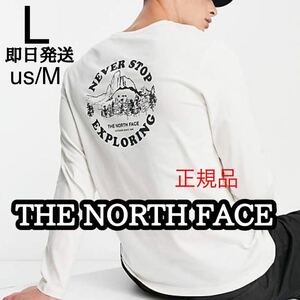 THE NORTH FACE ノースフェイス メンズ 長袖 ロンT Tシャツ バッグプリント アウトドア M L ホワイト 白