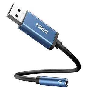MillSO USB オーディオ 変換アダプタ 外付け サウンドカード USBポート- 4極（TRRS） ステレオミニジャック 3.5mm us