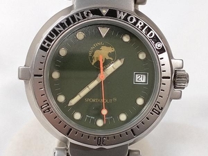【ジャンク】 HUNTING WORLD ハンティング ワールド クォーツ カーキ文字盤 腕時計