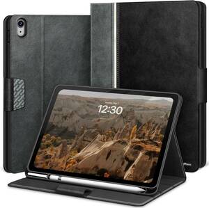 KingBlanc iPad 10世代 ケース 2022モデル用 10.9インチ 手帳型 ペン収納 高級PUレザー製 オートスリープ キズ防止 全面保護, ブラック