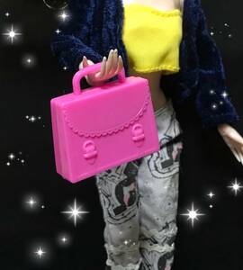 03 1/6ドール バービー 人形 フィギュア カスタムドール 撮影用 小物 鞄 ハンドバッグ ピンク