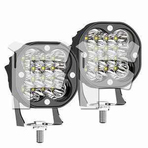 新発売!! 3インチ 48W 作業灯 LED ワークライト 6500K ホワイト 4800LM 12V/24V ジープ SUV トラック ボート 建設機械 工事現場 2個