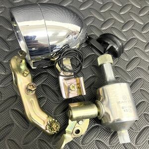 当時物/SANYO/発電器ヘッドライト/6v6w/サンヨー/昭和自転車/デコチャリ/実用車/運搬車/ツアー車/カスタム/レトロ/メッキ/砲弾型/ダイナモ