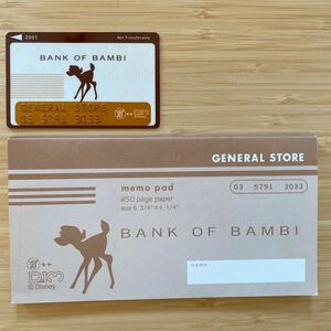 バンビ メモパッド バンビ銀行 カード ディズニー D13 BANK OF BAMBI 架空銀行 未使用倉庫保管 イベント 限定 Disney BANK exclusive goods