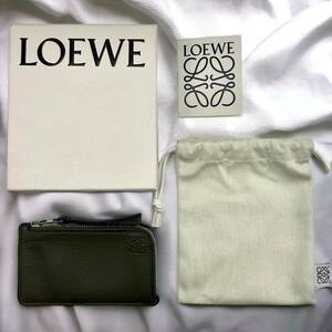 LOEWE ロエベ カードケース コインケース レザー アナグラム カーキ×ブラウン ユニセックス