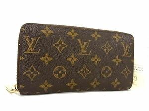 1円 ■美品■ LOUIS VUITTON ルイヴィトン M60017 モノグラム ジッピーウォレット ラウンドファスナー 長財布 小銭入れ ブラウン系 AX3728