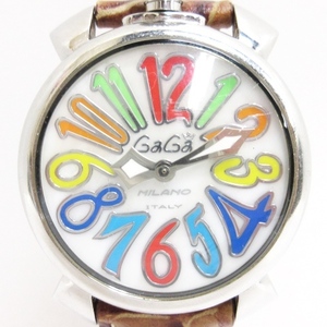 ガガミラノ GaGa MILANO マヌアーレ 40MM 腕時計 手巻き アナログ クロコ型押しレザー マルチカラー メンズ
