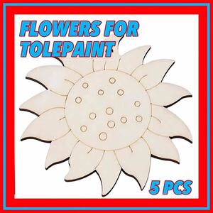 トールペイント　花　お花　フラワー　ハンドメイド　手作り　白木　材料　素材　趣味　壁飾り　インテリア　置物　オーナメント　未使用