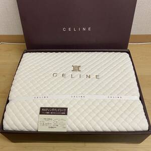 CELINE セリーヌ キルティングパッドシーツ　オフホワイト　105×205　マカダム刺繍　no.124