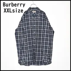 Burberry　バーバリー　総柄ロゴチェック長袖シャツ　大きいサイズ　XXL