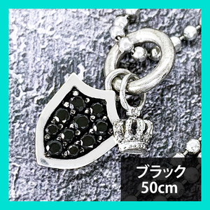 定価4.6万★Justin Davis（ジャスティンデイビス）ジルコニア装飾エンブレムネックレス「SHIELD DOG TAG」SNJ163（ブラック・50cm）