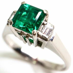 CrescentVert(クレサンベール)豪華!!《Pt900 エメラルド/天然ダイヤモンドリング》A 約5.2g 約12号 0.80ct 0.13ct 指輪 emerald EB9/EC3