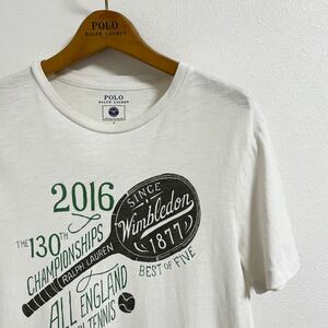 【POLO RALPH LAUREN】ウィンブルドン テニス プリント Tシャツ【ラルフローレン】ホワイト 2016年 130周年記念 限定品 イギリス RUGBY