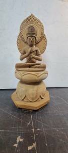 木彫り仏 【2202S】仏像 木彫り 手彫りで製作された仏像です 彫刻 現状品 長期保管品 高さ40㎝横18㎝となります。【仏壇の心】置物 