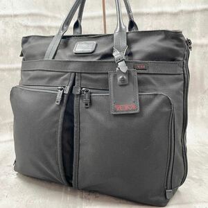 【極美品】TUMI トゥミ メンズ コンパニオン バリスティックナイロン ビジネス トートバッグ 大容量 A4◎ PC◎ 肩掛け 本革 黒 ブラック