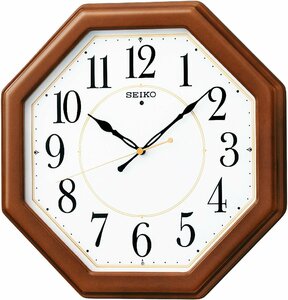 セイコークロック(Seiko Clock) 掛け時計 電波 アナログ 八角型 木枠 茶 木地 KX389B