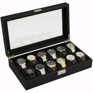 最良 ★ブラック_12本用★ 腕時計収納ケース 時計ケース 腕時計ケース 時計 腕時計 収納 保管 ボックス コレクション ケース