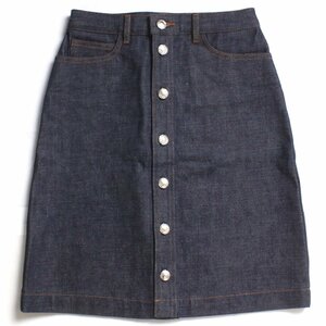 A.P.C. CODBS F06189 ノンウォッシュデニムスカート 定価20,900円 size34 INDIGO アーペーセー インディゴ シルバーボタン APC