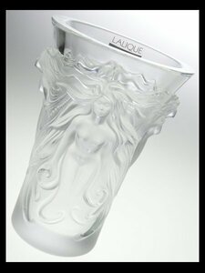 N190 LALIQUE ラリック クリスタル ファンタジア レリーフ ベース 花瓶 飾壷