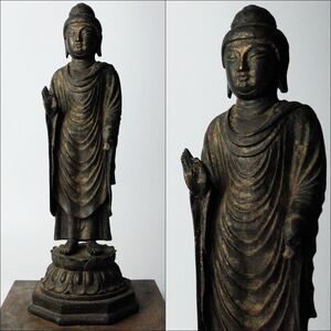 朝鮮美術 古銅 鍍金 新羅仏 阿弥陀如来立像 仏像