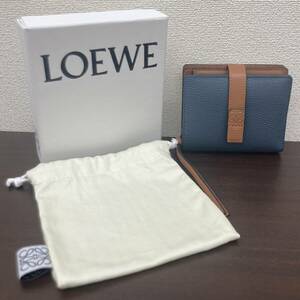 LOEWE アナグラム 三つ折り財布 スリムジップ ロエベ 財布 青 ブルー 紺 中古 ブランド 女性 レディース