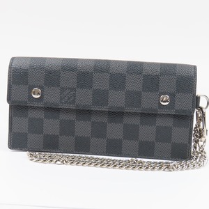 41039★1円スタート★LOUIS VUITTON ルイヴィトン 新品同様美品 アコルディオン チェーン ダミエグラフィット 長財布 PVC ブラック