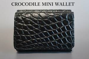 新品 決算特価！ 最高級 クロコダイル １つあればとっても便利なミニ財布 三つ折りたたみミニ財布　TL-061 マットブラック　１５