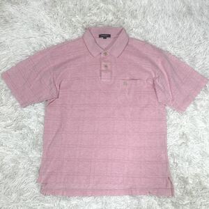 BURBERRY LONDON バーバリーロンドン ポロシャツ 半袖 Tシャツ ウインドペン柄 チェック ピンク サイズL