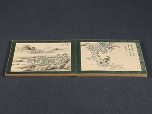 【模写】【伝来】sh5414〈高橋草坪〉画帖 花鳥山水図 極箱 極書き 二重箱 南画家 竹田門下 早世の画家 江戸時代後期