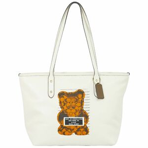 本物 コーチ COACH ガミーベア ヴァンダルガミー コラボ トートバッグ ショルダーバッグ レザー ホワイト F78203